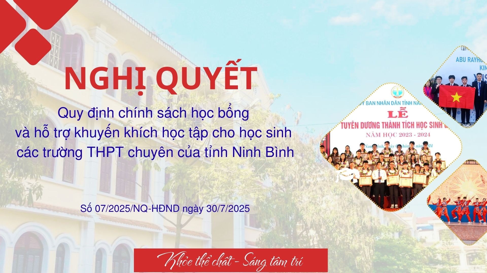 Nghị quyết quy định chính sách học bổng và hỗ trợ khuyến khích học tập cho học sinh các trường THPT chuyên của tỉnh Ninh Bình